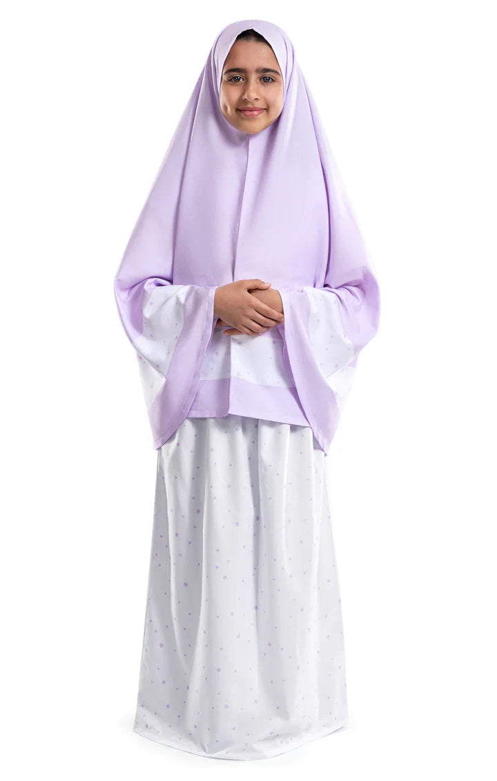 Lilac Stars Islamic Kids Prayer Wear