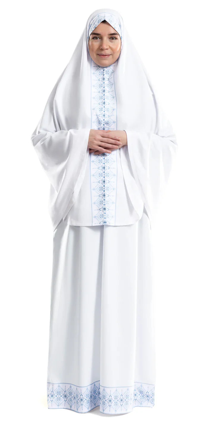 Azure White Islamic Prayer Wear