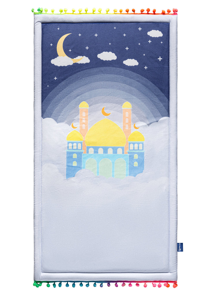 Light Blue Clouds Islamic Prayer Rug for Muslim Children | Urban Rugs