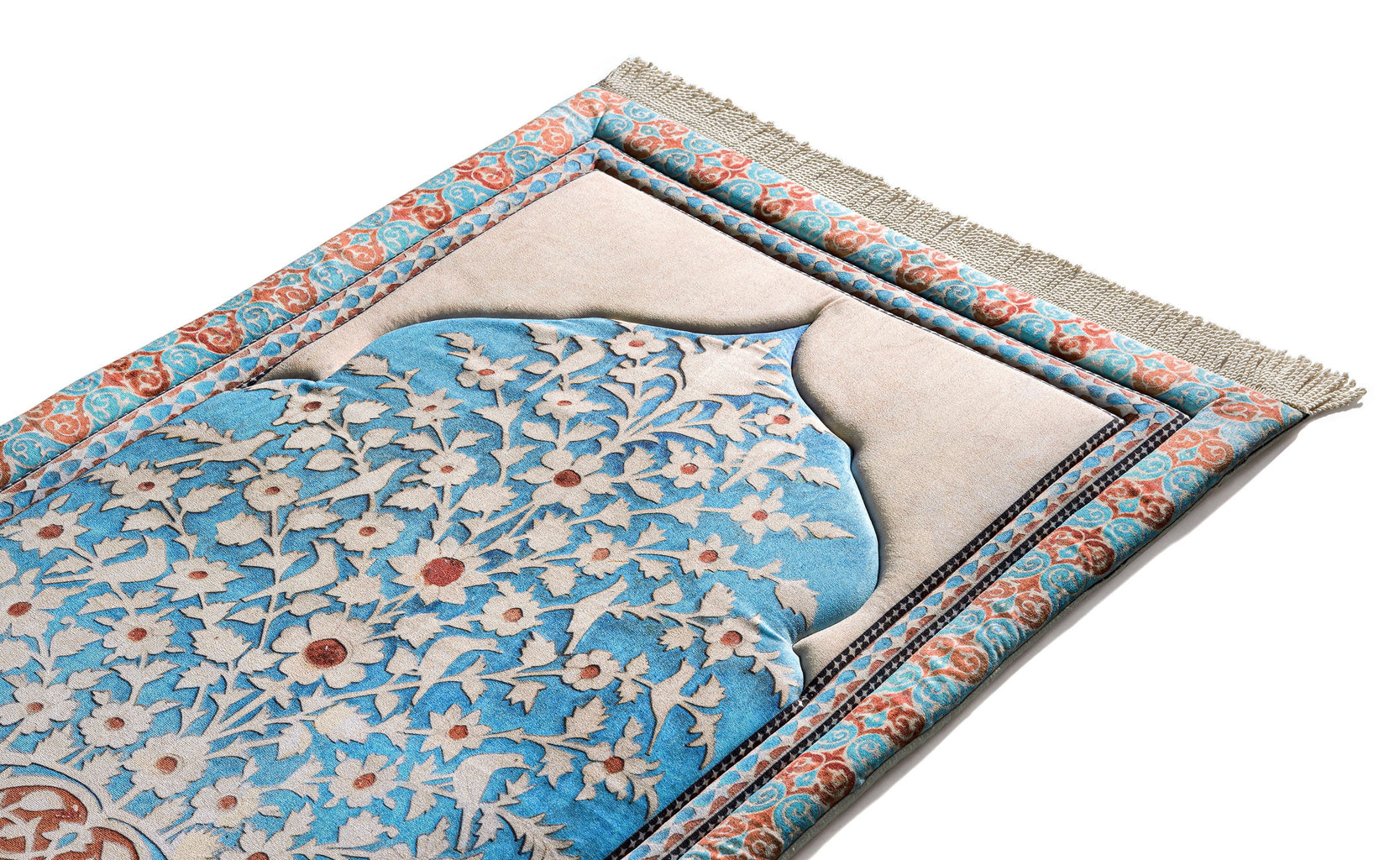 Light Blue Flowers bouquet modern padded prayer mat | Urban Rugs