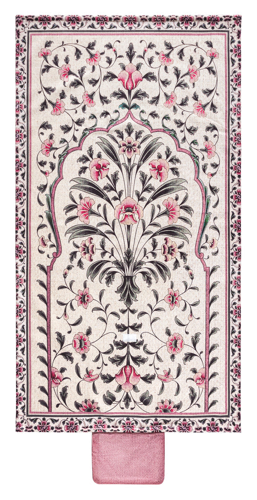 pink green floral portable prayer musallah | Urban Rugs