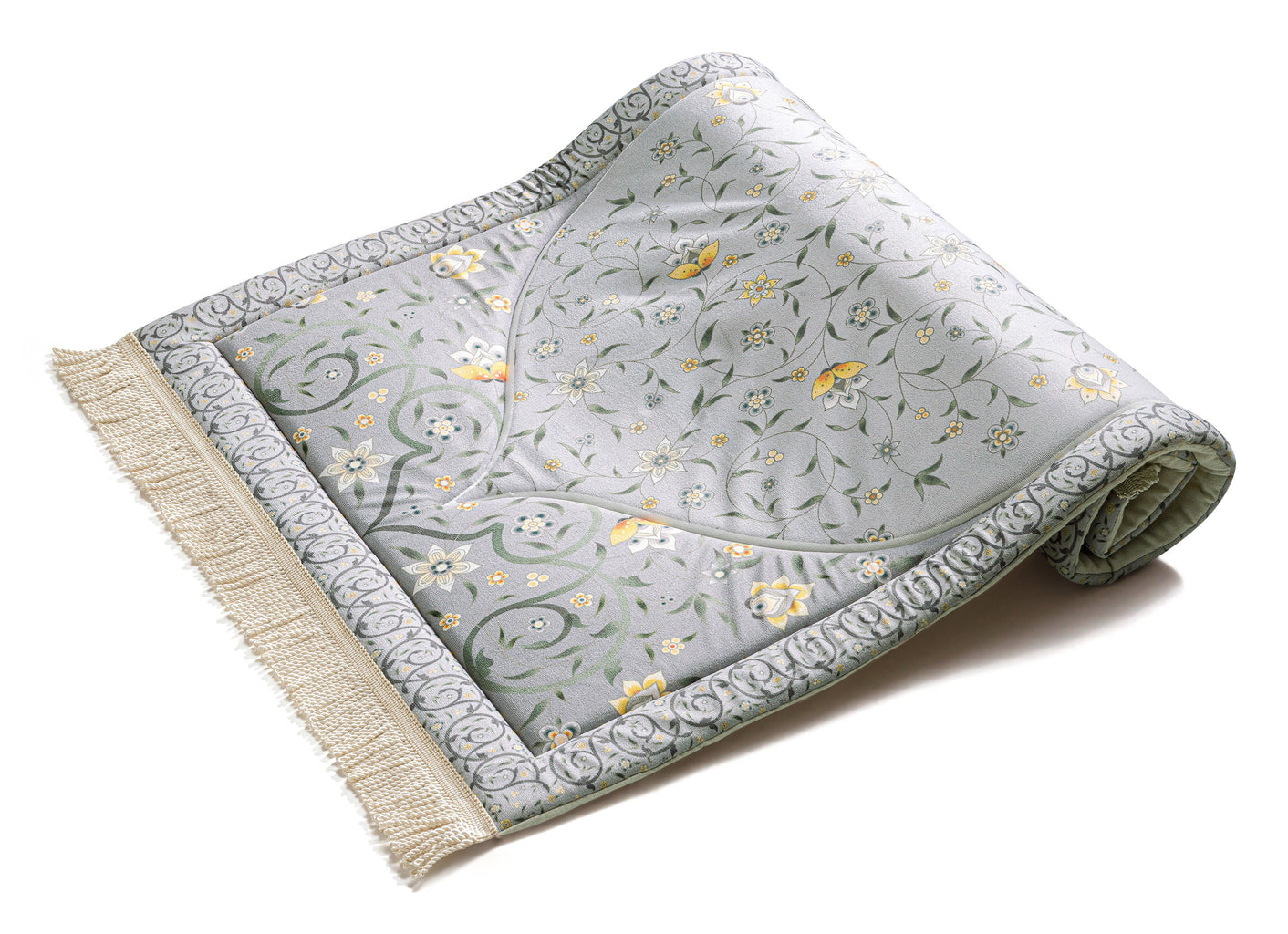 Grey yellow lotus prayer thick sejadah - Urban Rugs