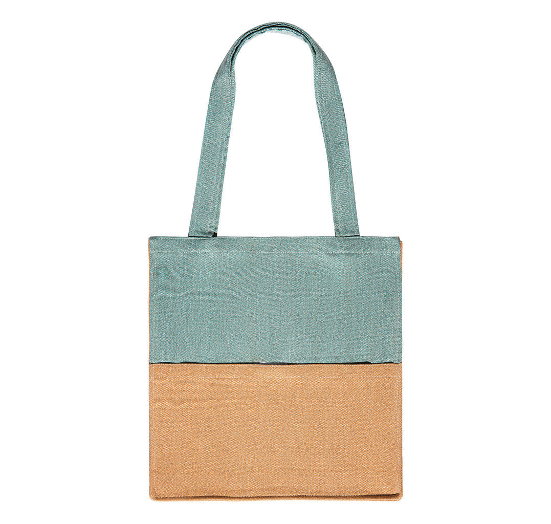  orange teal mix colors linen Tote Bag 