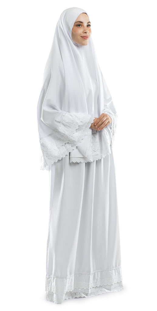 White Dantelle Islamic Prayer Wear