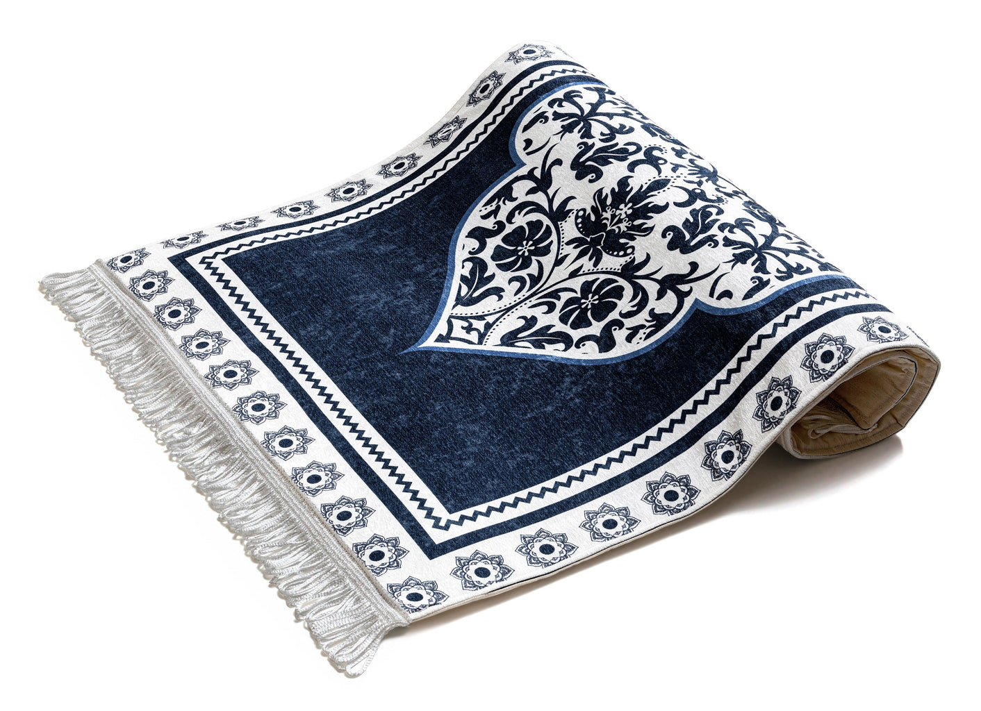 Florish Blue Luxury Soft Thick Islamic Prayer Rug | Urban Rugs